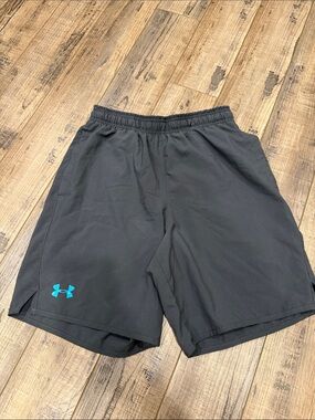 Under Armour Black Athletic Shorts with Teal Logo